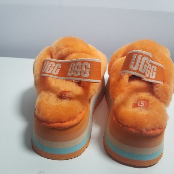 UGG Diso Knot Shearling Women's Orange Platform Sandles Sz 7 - Picture 2 of 7